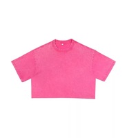 Camisetas Cortas de Puro Algodón al por Mayor para Mujer, Camisetas DTG Retro con Lavado Ácido, Camisetas Cortas Entalladas con Corte y Logo Personalizado