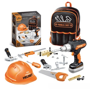 Juego de 28 Piezas de Herramientas de Juguete para Niños, Simulación de Amoladora Angular Eléctrica de Plástico, Motosierra y Otras Herramientas Manuales con Mochila - Product Image 6