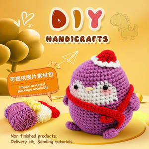 Nouveau kit de crochet en fibre acrylique, petit pingouin violet, ornement cadeau, pendentif, poupée à tricoter, ensemble de bricolage pour débutants - Product Image 6