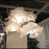 Lampe de plafond en papier avec abat-jour en forme de nuage blanc, style nordique d'Europe du Nord, pour restaurant, chambre à coucher, hôtel, maison