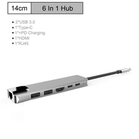 Alliage d'aluminium 6-en-1 USB C HUB Splitter Type C à Hdtv USB 3.0 Adaptateur pour Mobile PC USB HUB