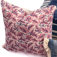 Housse de coussin imprimée en coton 100% motif floral rose poussiéreux, style botanique vintage, pour canapé et décoration de salon