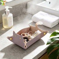 Plateau de bureau pliable en cuir PU en forme de chat mignon avec impression en relief - Cadeau promotionnel durable pour le bureau ou le gaming