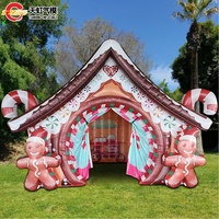 Bateau rapide commercial gonflable maison de noël pain d'épice Santa grotte cabine gonflable pour la décoration d'événements de noël