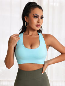 High Support Nylon <b>Racerback</b> Sports <b>Bra</b> with Elastic Waist for Women Breathable Tight Fit Running Workout Top - Product Image 5