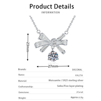 Collier scintillant certifié GRA, bijoux en argent sterling 925, pendentif nœud papillon en moissanite 2 carats pour femmes