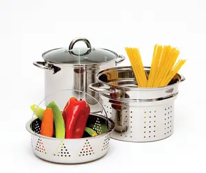 Saringan Pasta Stainless Steel Terbaik Pot Stock Pot dengan Pasta Insert Steamer