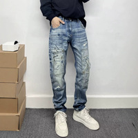 Jeans baggy à jambes larges ODM, denim délavé vintage, effet délavé, jeans baggy empilés pour hommes