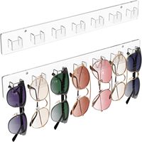 Porte-lunettes mural, présentoir organisateur de lunettes de soleil en acrylique transparent avec 14 crochets