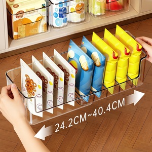 Extendable Cabinet Storage Box With Dividers 24.2Cm To 40.4Cm For Snack Organization Desktop Use - Product Image 1
