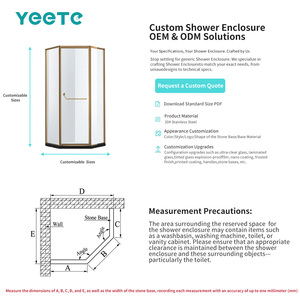 Puerta de Ducha Pivotante YEETE de Titanio Dorado, Vidrio Templado de Seguridad de 6 mm, Mampara de Baño Ajustable de Lujo para Venta al Por Mayor - Product Image 3