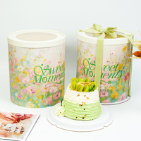 Boîte à gâteau portable en gros, boîte cadeau en carton avec ruban, impression de logo personnalisé, usine OEM, boîte pliante en papier de qualité alimentaire