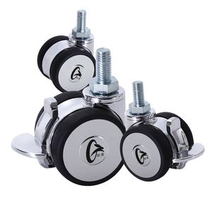 Chinesische Fabrik Galvanisierte Gewindestangen-Lenkrollen mit Bremse für Büromöbel Tischbeine - Product Image 1