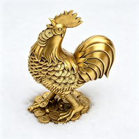 Statue de Coq Porte-Bonheur en Résine, Figurine de Poulet de la Richesse Feng Shui, Ornement Artisanal Doré de Collection pour la Décoration Intérieure