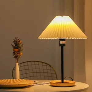 High Quality Bedside Small Table Lamp Round Cone Fabric Lampshades Covers Pleated Fabric Lamp Shade
