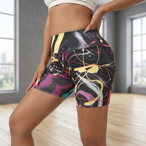 MSF Women's Casual High-Elasticity Mid Elastic Waist Athletic <b>Yoga</b> <b>Shorts</b> Breathable Eco-Friendly Fitness Gym Running <b>Shorts</b> - Product Image 4
