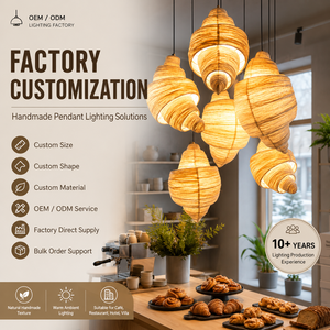 Lampe suspendue créative en tissu en forme de <span class=keywords><strong>croissant</strong></span> Wabi Sabi faite à la main pour la décoration de plafond de boulangerie, café, restaurant - Product Image 1