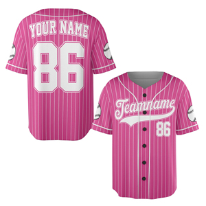Maillot de baseball personnalisé à rayures fines pour fans, uniforme d'équipe personnalisé avec nom et numéro, respirant et anti-humidité, vente en gros - Product Image 5