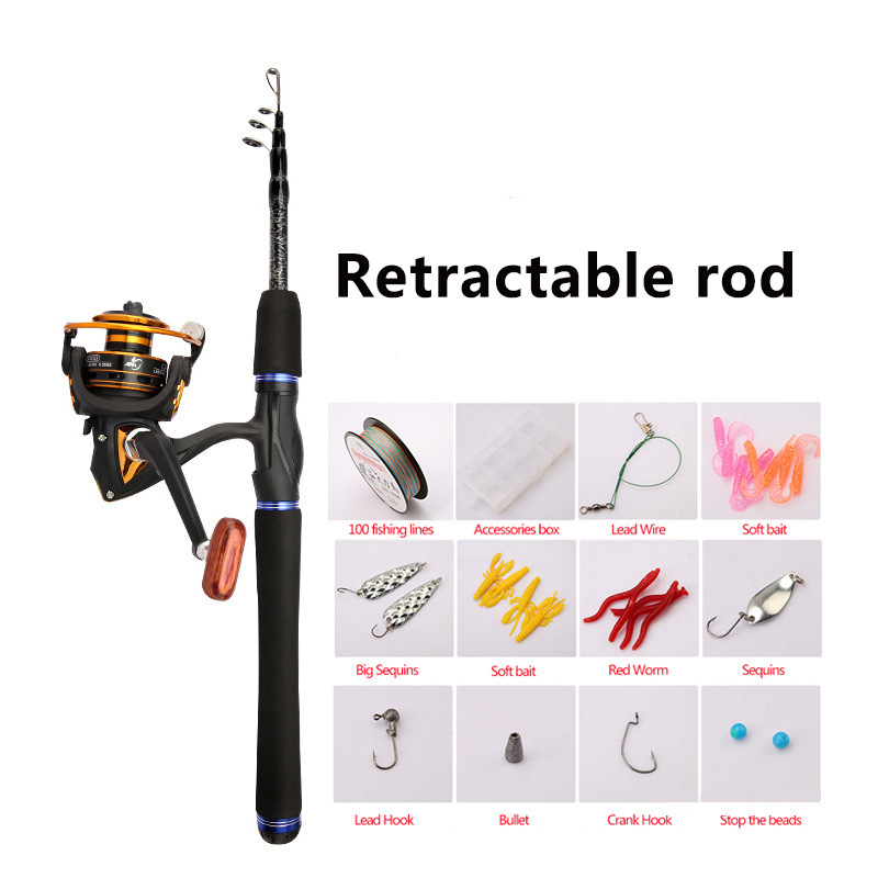 Straight handle metal spinning reel set