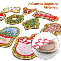 Patch brodé autocollant brillant tête de souris scintillante pour décoration de Noël, motif Père Noël