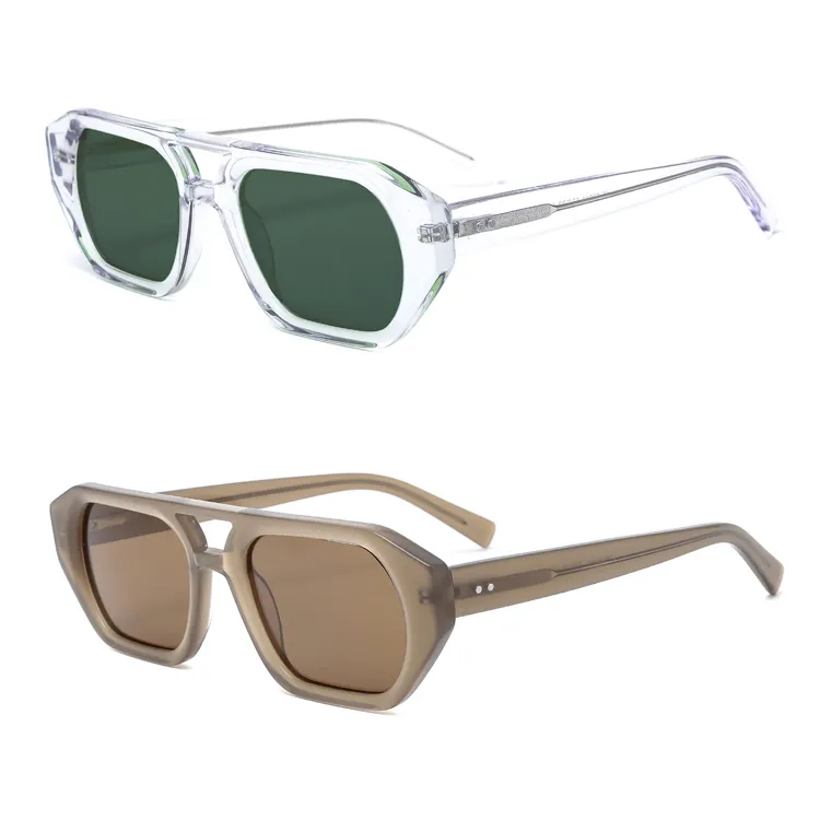 JS60041 Kacamata Hitam Persegi Panjang Trendi Pria Kualitas Tinggi Buatan Tangan Asetat Persegi Perempuan Kacamata Hitam Antik UV400