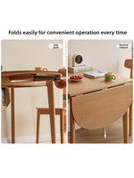 Table à manger pliante en bois de hêtre massif pour petits appartements, design moderne minimaliste, table rectangulaire pour 6 personnes