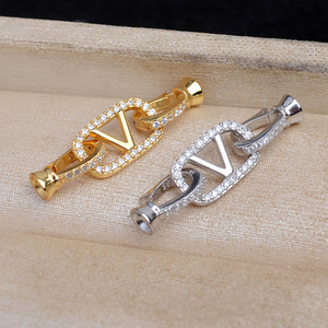 Bracelet long en argent S925, boucle, accessoire de bricolage, collier de perles, connecteur, accessoires de bijoux - 5755 - Product Image 1