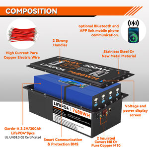 24 V 볼트 300AH 7680Wh LiFePo4 배터리 높은 전류 깊은 사이클 6000 + 충전식 24 V 300Ah 리튬 철 Lifepo4 배터리 팩 - Product Image 4