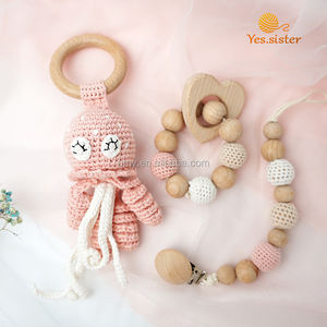 Jouet sensoriel en crochet doux en coton, <span class=keywords><strong>anneau</strong></span> <span class=keywords><strong>de</strong></span> <span class=keywords><strong>dentition</strong></span> <span class=keywords><strong>pieuvre</strong></span>, hochet, écologique, qualité alimentaire, unisexe, coffret cadeau pour bébé, sans BPA - Product Image 4
