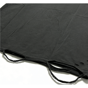 T-shirt gris à manches courtes <span class=keywords><strong>en</strong></span> coton tricoté 100% (200g), coupe oversize ample, respirant et à séchage rapide, avec imprimé effet déchiré à motif dentelé - Product Image 3