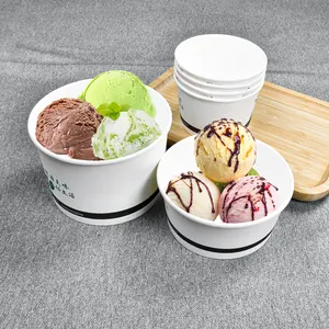 Sunzza food grade single wall round Printed Ice Cream /soup/insalata/riso food take out packing Paper Dessert Cups Bowl