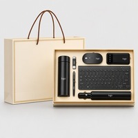 Ensemble cadeau d'entreprise personnalisé Clavier sans fil Souris Clé USB Haut-parleur Bluetooth Bouteille isotherme Parapluie Carnet Cadeau d'affaires