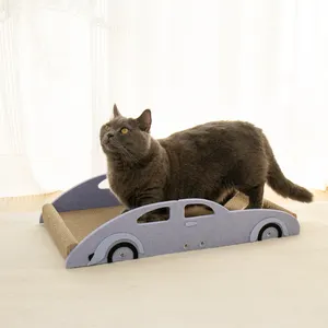 2024 baru desain lucu mobil kucing tempat tidur menggaruk kertas bergelombang merasa nyaman kucing tempat tidur