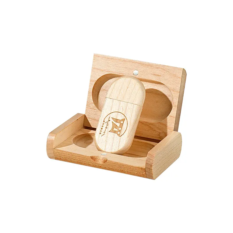 Pan Houten Doos Bevat Usb Flash Drive En Foto 'S Voor Bruiloft Houten Geschenkdoos Met Aangepaste Logo 64G 128G 256G