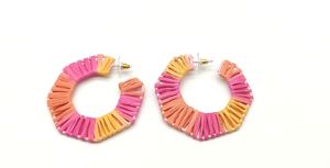 Para Amazon, Pendientes chapados en oro en forma de C bohemios calientes, aro de rafia colorido con perla para bodas, regalos, fiestas, compromisos - Product Image 4