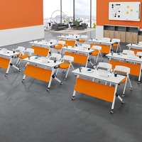 Mesa de Juntas Plegable Moderna con Ruedas, Mesa de Entrenamiento Apilable que Ahorra Espacio para Uso en Salas de Conferencia de Oficina