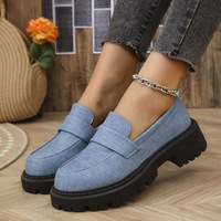 Vente en gros usine – Nouveaux mocassins en cuir pour femme 2026, légers, à semelle épaisse unique, décontractés et polyvalents, avec empeigne en tissu