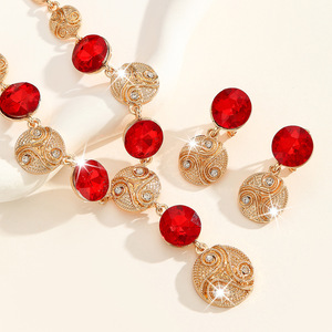 European and American Explosions Retro Necklace Earrings Set 2025 Summer New Ladies Circle Exaggerated <b>Wedding</b> <b>Accessories</b> T4252 - Product Image 4