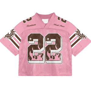 Camiseta Retro con estampado de cuello en V de secado rápido personalizada de fábrica, camiseta de fútbol de gran tamaño, camiseta cuadrada de baloncesto para hombre, camiseta de fútbol de malla corta - Product Image 3