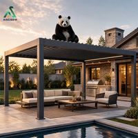 Pergola en aluminium à lames orientables ANCSEM, haute capacité de charge, motorisée, imperméable, résistante au vent, pour villa extérieure