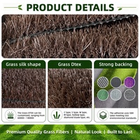 Gazon artificiel brun de 30 mm, tapis synthétique dense et coloré pour la décoration de jardins et de parcs à thème