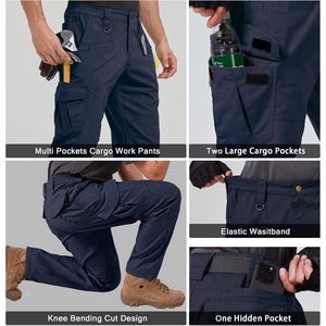 Pantalons de travail pour hommes personnalisés, cargo, tactiques, ripstop, imperméables, légers, pour la randonnée en plein air, avec poches - Product Image 4