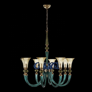 Villa Hôtel Maison Luxe 6 Lumières Murano Fait Main Verre <span class=keywords><strong>Vert</strong></span> Décoratif Grand Salon Moderne <span class=keywords><strong>Lustre</strong></span> Led - Product Image 4