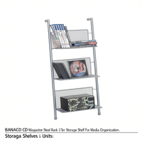 Étagère en acier pour magazines BANACO CD, type sur pied à 3 niveaux, pour l'organisation des médias dans le salon