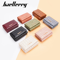 Dompet Wanita Baellerry dengan Resleting, Kulit PU Custom, Dompet Panjang untuk Kartu Identitas, Kartu Bank, dan Uang Koin, Dompet Lipat Tiga, Billeteras Para Mujer