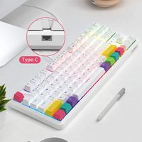 Clavier mécanique Ajazz K870T sans fil filaire RGB pour jeux, disposition 80%, 87 touches avec molette, clavier gamer