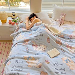 100% Polyester petit jet léger corail velours Ins Style motif brodé pour climatisation canapé couverture pause déjeuner - Product Image 1