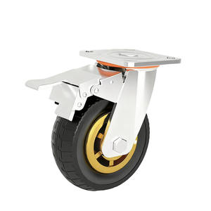 Roda Giratória de 4/5/6/8 Polegadas com Freio Roda de Borracha Elástica Roda Silenciosa Roda de Castor para Direção Superior - Product Image 2