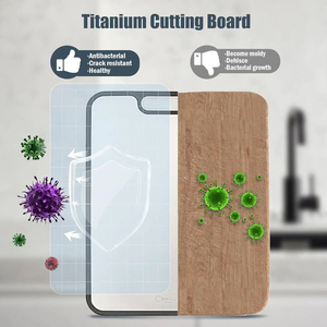 Planche à découper double face en acier inoxydable pur titane, anti-moisissure, antibactérienne, pour usage domestique, avec panneau en paille de blé et adhésif. - Product Image 6