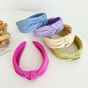Bandeau noué en tissu pour femmes, bandeau de cheveux de couleur unie de 5.5cm de largeur, accessoires pour cheveux, nouvelle collection - Product Image 5